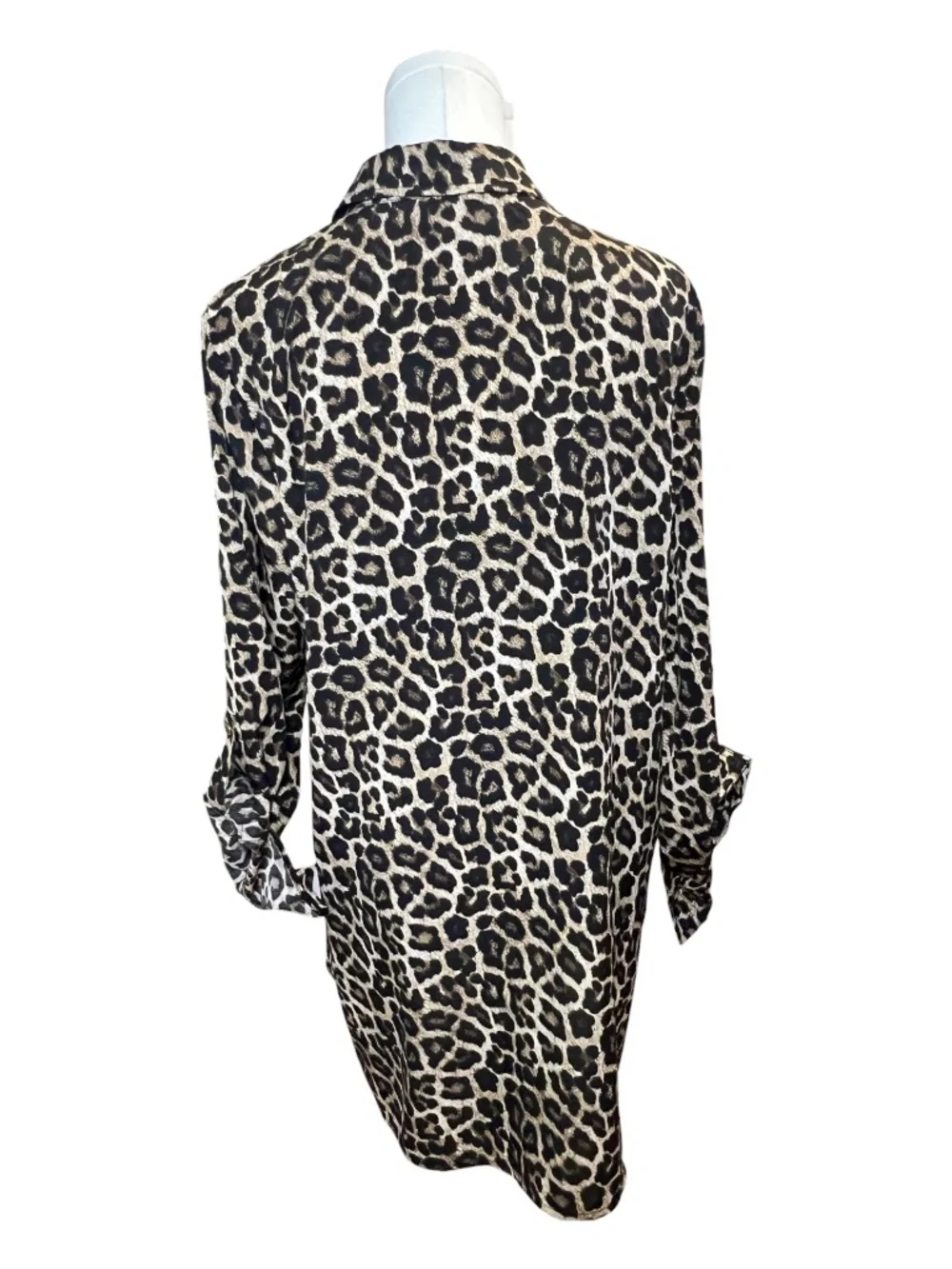 EUC+ Michael Kors leopard print zip front blouse | size L